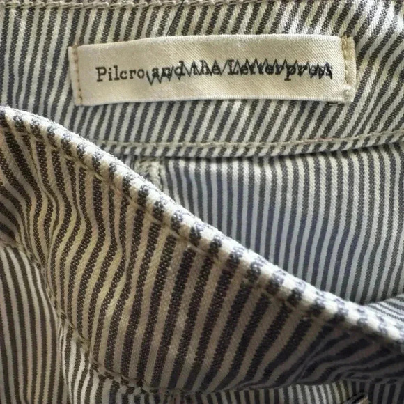 Anthropologie Pilcro & The Letterpress Blue White Pinstripe Mini Skirt Size 8 - Picture 13 of 16
